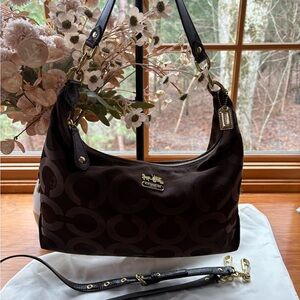 Coach Brown Hobo Shoulder Bag with Gold Hardware